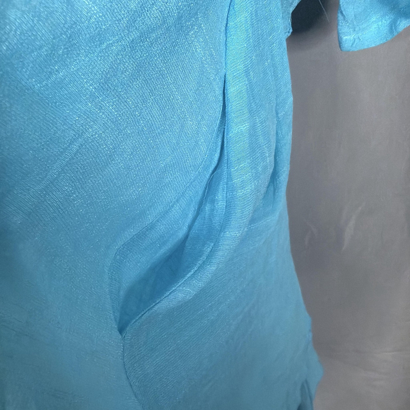 Aria Handmade Top Sky Blue Athena Tunic Cotton Lagenlook Sustainable Sz Medium - Picture 7 of 12